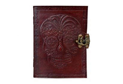 Day Of The Dead Sugar Skull Handmade Book Of Shadows Leather Journal Wicca Diary